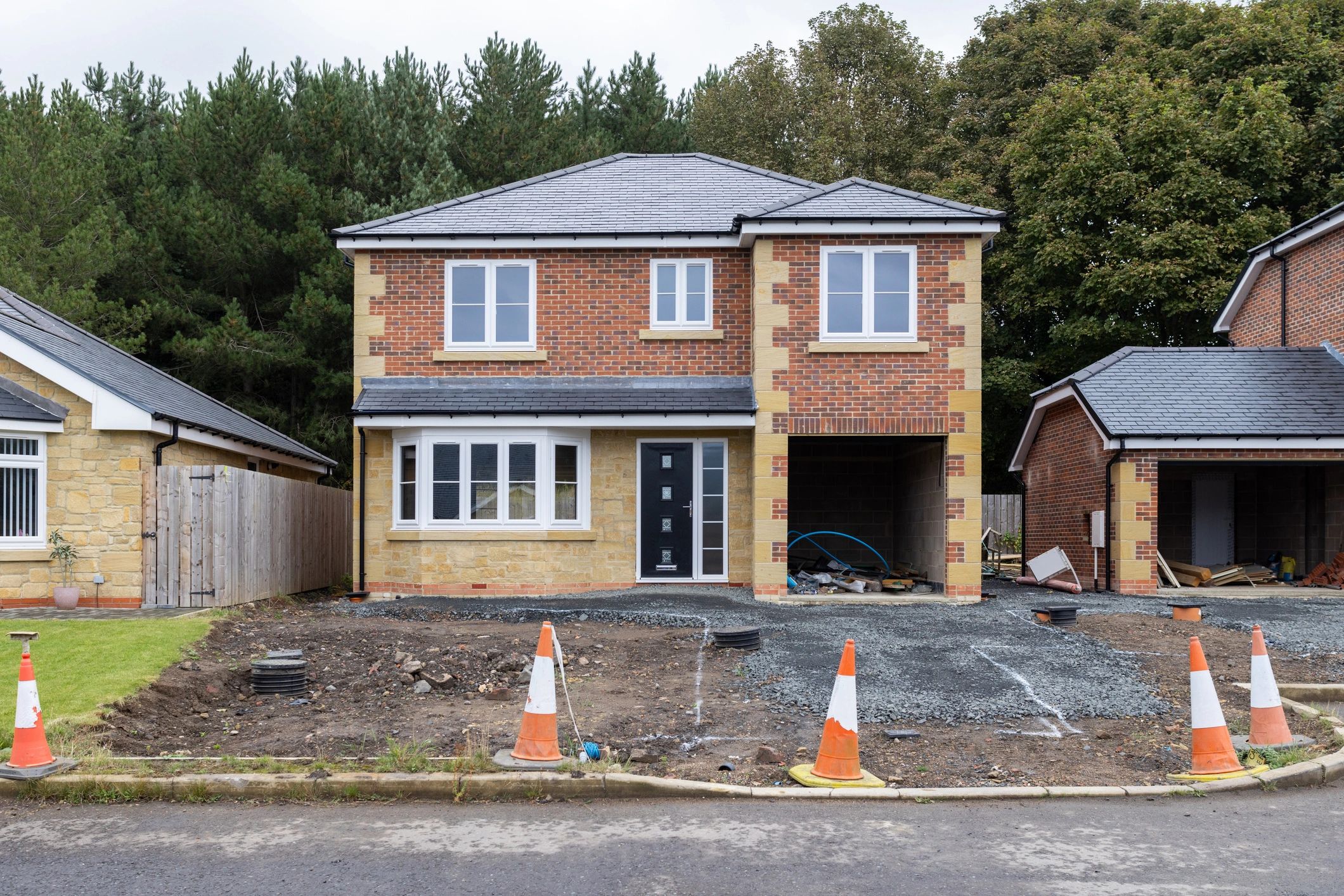 Home under construction on a development site